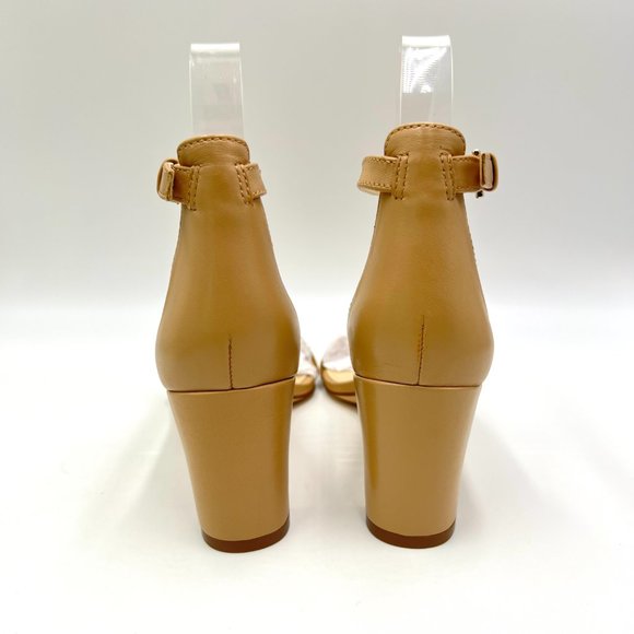 Nine West Womens Size 5.5 Natural Tan Beige Nude Block Heels Sandals Shoes - Picture 7 of 13